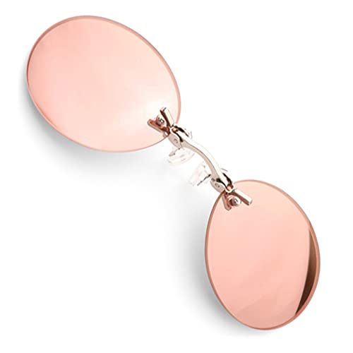 3 Colors 9.9 g Only Ultralight Rimless Retro Round Clip On Nose Sunglasses Matrix Morpheus Movie (Silver, Pink)