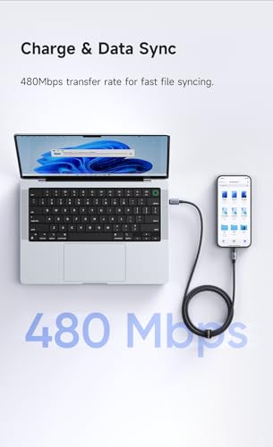 Image of mcdodo 100W USB-C to USB-C Charging Cable with Flashing Light 4ft, Nylon Braided USBC to C Fast Charging Cable Fit for iPhone 16 15 Pro ProMax Plus, Galaxy S23 /S22+Ultra, iPad, MacBook(Black)