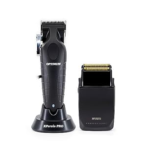 PRO Optimum DLC Taper Blade Black Cordless Hair Clipper for Barbers, Professional Mens Hair Clipper + Electric Razor Foil Shaver with Sharp Blades