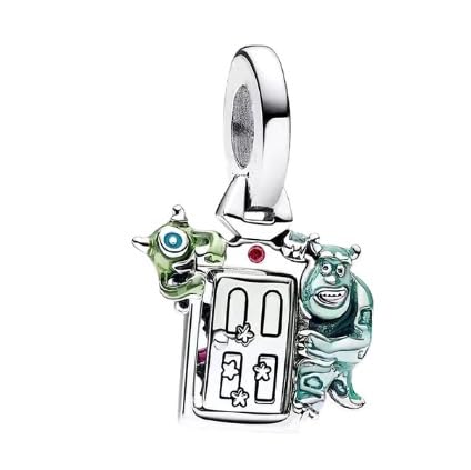 The Charmery Monsters Inc Mike and Sully Door Dangle Charm 925 Sterling Silver Pendant Charm Compatible with Pandora Charms,and Many Other UK Charm Bracelets, Metal