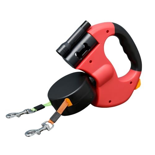 SGZIOO Doppelleine für 2 Hunde, 3 M Hundeleine für 2 Hunde, Hundeleine Ausziehbar mit Licht, 360° Drehung Doppelleine, Doppelte Einziehbare hundeleine, Rollleine für bis zu 10 KG