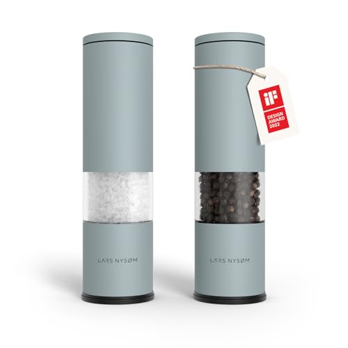 Image of LARS NYSOM Salt and Pepper Grinder Set Manual, Stainless Steel Salt and Pepper Mills with Adjustable Ceramic Grinder I Design Spice Shakers (Sky Blue)