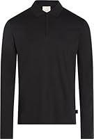 Calvin Klein Men's Long Sleeve Quarter Zip Polo, CK Black, Medium