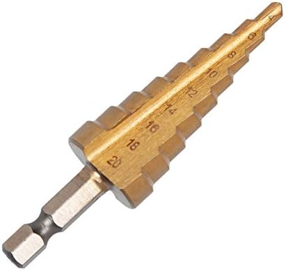 UK Drills HSS Step Drill Bits Set Titanium Coated 3pc 3-20mm for Drilling on Hard Metal, Stainless Steel, Cast Iron