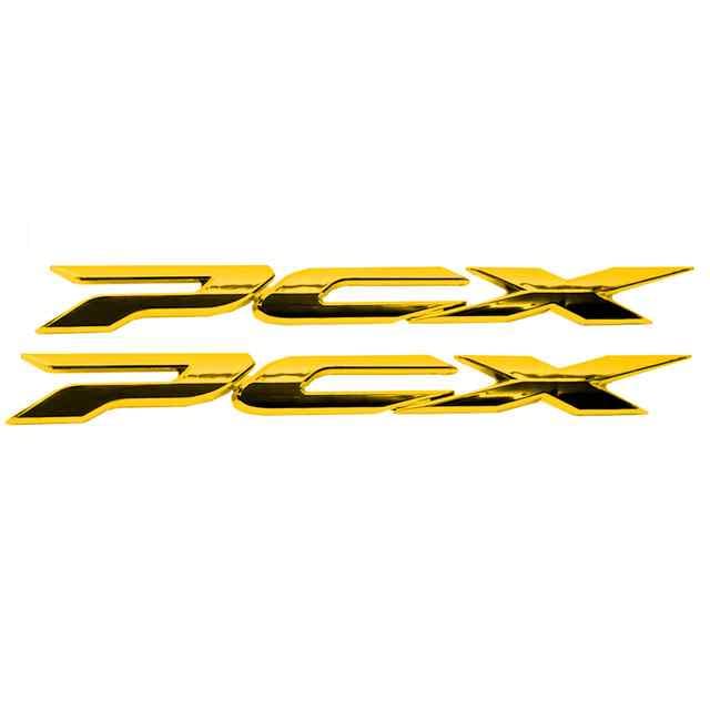 Emblema PCX, Pegatina PCX, Insignia PCX, Adhesivo PCX, Calcomanía para Moto PCX, Material ABS, Adhesivo, 15x1.6 cm, Dorado Brillante, Compatible con Honda PCX