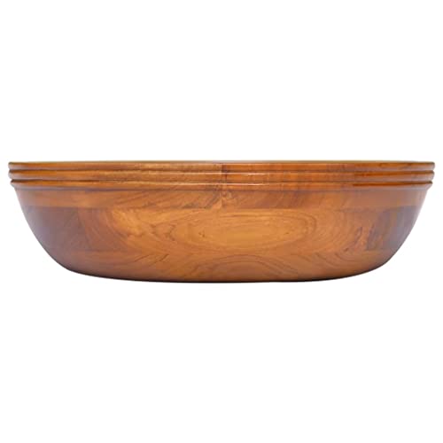 RXPX Lavabo à poser rond en Bois de teck massif, 40 x 10 cm (Diamètre x H), Vasque à poser Salle de Bain, Marron