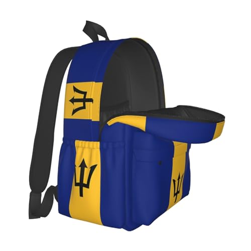 Barbados Flag Laptop Commuter Backpack Shoulder Bag Casual Back Pack Daypack Bags With Side Pockets For Work Travel Daily Use2