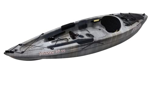 Sun Dolphin Journey 10 SS Sit on Top Kayak, 1 Person Fishing Kayak for Adults, Recreational Kayak with Portable Accessory Carrier & 1 Paddle, Carries Weight Up to 250 lbs (Angler Gray-10ft)