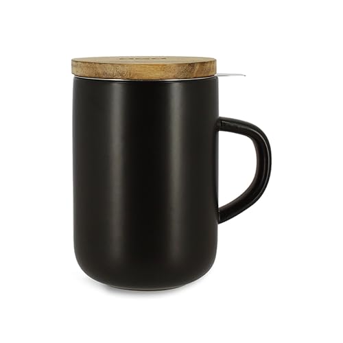 OGO LIVING - Tisanière juliet 475ml en grès noir avec couvercle bois d'acacia - 7912031
