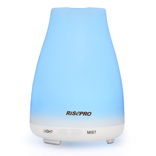 Humidifiers,Ultrasonic Humidifier RISEPRO Aroma Diffuser 120 ML with 7 Colorful LED Lights, Essential Oil Diffuser, Cool Mist Humidifiers and Waterless Automatically Shut-off, for Home, Yoga, Office,