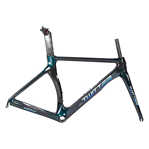 HIMALO Road Bike Frameset Carbon Wind Breaking Racing Frame 46/48/50/52/54cm QR 100/130mm C Brake Frame with Fork and Headset(Black,46CM)