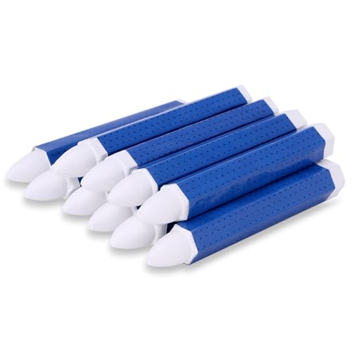 White Tire Marking Crayons 10-Pack Industrial Wax Crayon Sticks (3.94 x 0.57 Inches) For Marking on Rubber Leather Fabric Wood Metal roofing felt and Concrete Wet & Dry Surface Compatible