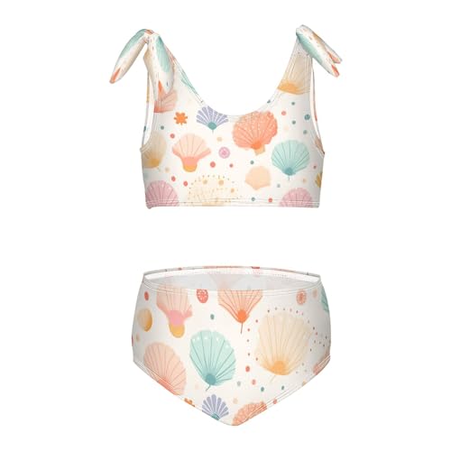 Image of Girls Swimsuits Set 2pcs Smile Dog Bathing Bikini Suits Tie Tankini