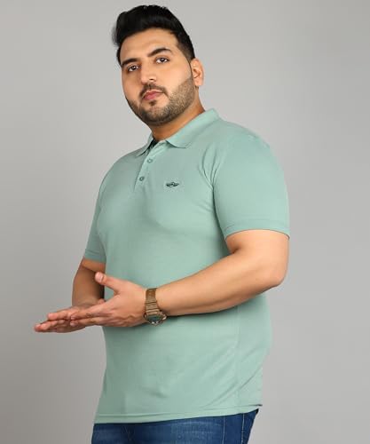 Image of INKKR Plus Size Men's Regular Fit Solid Polo Tshirt