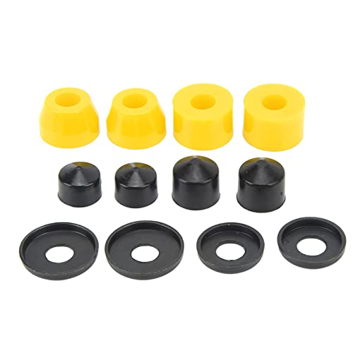 Jenngaoo Skateboard-Buchsen Set 12-teilig aus PU 90A, Ersatzbuchsen für Skateboard-Trucks, Dämpfungs-Set für Double-Kick 4-Rad Boards (Gelb)