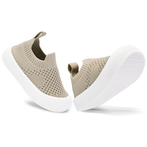 Image of BACSAC Baby Toddler Unisex Infant Shoes Boys Girls Beige Mesh Breathable Non-Slip Soles 6-36 Months