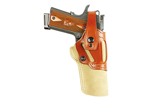 DeSantis Wild Hog Leather Revolver Holster - OWB Gun Holster, Top Grain Steer Hide, Fits Standard 1911 Models 5', from Colt, S&W, Sig Sauer, Ruger, Kimber, Springfield, and Others - Ambidextrous, Tan
