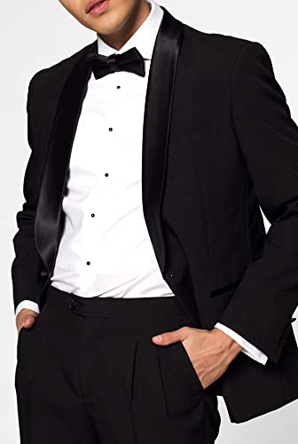 Opposuits Tuxedos for Men | Jet Set Black | Slim Fit Size 52 | The Suit is Perfect for Weddings, Christmas, or Parties | Comes with Pants, Jacket and Bow tie