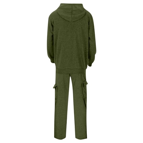 Mens Sweatsuits 2 Piece Set Fleece Zip Up Hoodie and Cargo Sweatpants Athletic Tracksuits Winter Sweat Suit2