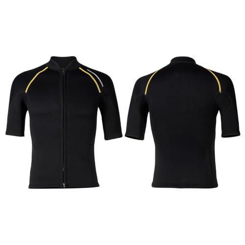 Trajes de neopreno de 1.5 mm para hombre, camiseta de protección de manga corta, traje de baño profesional (negro, S)