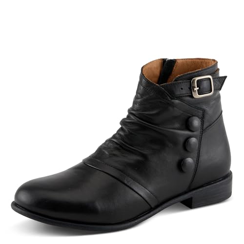 Spring Step Women's SIANNA Booties with Decorative Buckle, Leather-Wrapped Buttons, and Comfortable Fit