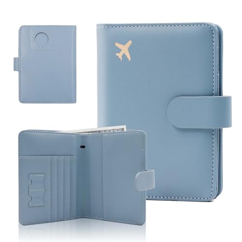 Image of Melsbrinna Premium Leather Passport Holder Covers Case, Waterproof Rfid Blocking Travel Wallet Passport Holder with Pen Holder, Cute Passport Book for Women /Men