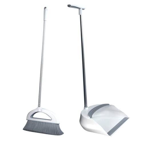 GOOHOCHY 1set Broom and Dustpan for Home Ergonomic Handle Lightweight Hair Broom for Indoor Outdoor Cleaning for Sidewalks Garages Workshops and More