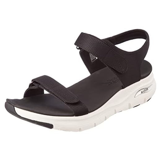 Skechers ARCH FIT TOURISTY, Sandalias para Mujer, Black Mesh, 38 EU