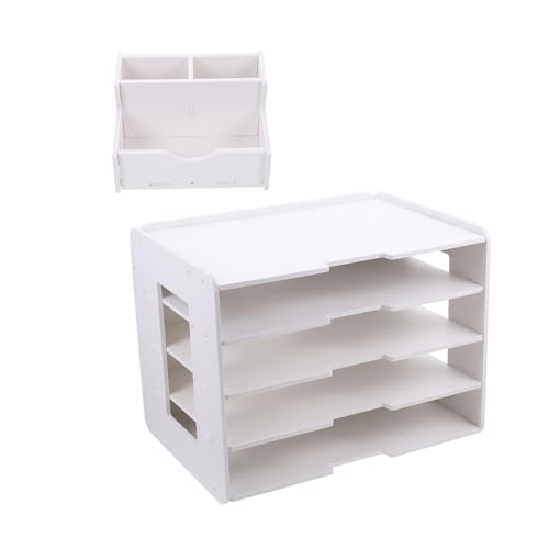 DOITOOL 1 Set Desktop File Storage Rack with Practical Organizer Box Office File Organizer for Papers Documents and Magazines for Home and Dormitory Use Portable and Convenient Design