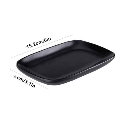 imposyu 8 Stück Klein Teller Schwarz Matt Eckig Dessertteller Kuchenteller Platzteller Schwarz 15,5x9x1,8cm Rechteckig Servierplatte für Sushi Dessert Kuchen Usw