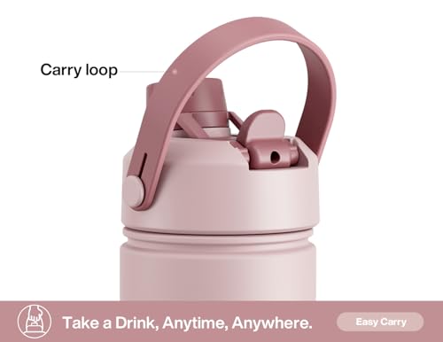 Image of POWCAN 26 oz Insulated Water Bottle with 2-in-1 Straw and Spout Lid, Keep Cold 24H, Leak-Proof, Fits in Car Cup Holder, Stainless Steel Water Bottle for Sports, Travel, Gym, and School (Dried Rose)