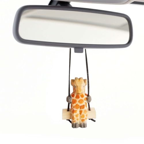 Handgefertigte Schwingende Giraffe aus Holz zum Aufhängen im Auto – Niedliche, Handgeschnitzte, Bemalte Holz-Giraffenfigur, Autospiegel-Hängezubehör, Dekoration, Geschenke (Giraffe) Handgefertigte Schwingende Giraffe aus Holz zum Aufhängen im Auto – Niedliche, Handgeschnitzte, Bemalte Holz-Giraffenfigur, Autospiegel-Hängezubehör, Dekoration, Geschenke (Giraffe)