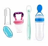 Homsagar 4-in-1 Silicone Toddler Feeding Combo – Spoon, Bottle Feeder, Brush & Feeding Nipple Set for Babies