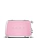 Smeg 50’s Style Retro Range Breakfast Set, 1.7L 3000W Kettle and Multi-Functional Control 4-Slice 2000W Toaster, Pastel Pink, KLF03PKUK/ TSF03PKUK
