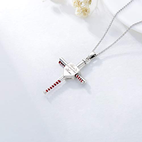Mistbee Urn Necklace Baseball Cross Sports Pendant Sterling Silver Baseball Bat Cross Necklace #TOP4