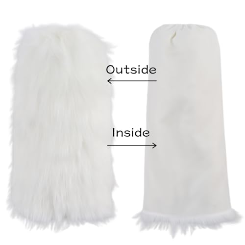 Image of Peecabe Winter Women Faux Fur Fluffy Leg Warmers Fuzzy Long Boot Covers Furry For Christmas