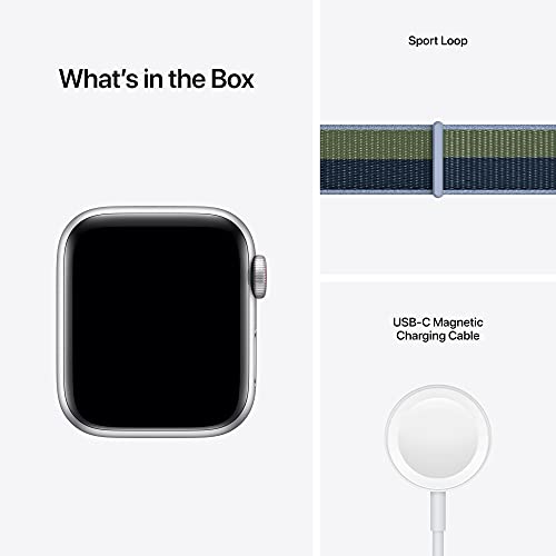 Image of Apple Watch SE (Gen 1) [GPS + Cellular 40mm] Smart Watch w /Silver Aluminium Case with Abyss Blue /Moss Green Sport Loop. Fitness & Activity Tracker, Heart Rate Monitor, Retina Display, Water Resistant