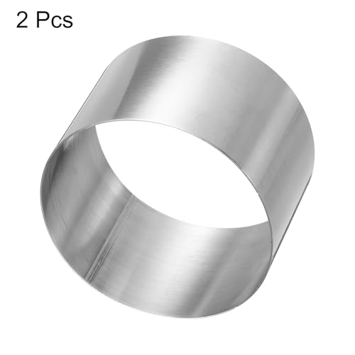 Anillos redondos para tartas de acero inoxidable sin costuras, pack de 2 moldes de 3.14 x 2" 4