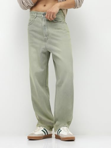 Image of Urbano Fashion Men's Loose Baggy Fit Heavy Washed Jeans Non-Stretchable