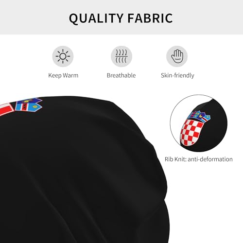 National Emblem of Croatian Children Hip Hop Knitted Hat Kids Elastic Leisure Knit Cap Warm Sleep Beanies Black3