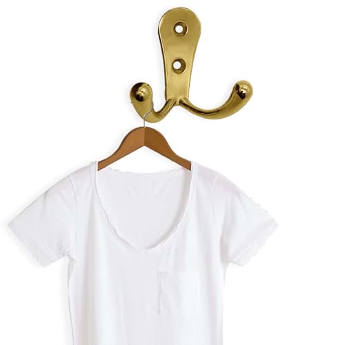 Image of VOLO Two pin Clothes Hanger Hook Premium and Stylish Door Hangers for Clothes, Door Cloth Hanger, Cloth Hooks /Hanger, Hooks Rail for Hanging Keys,Clothes,Towel (Antique Brass Finish, 2)