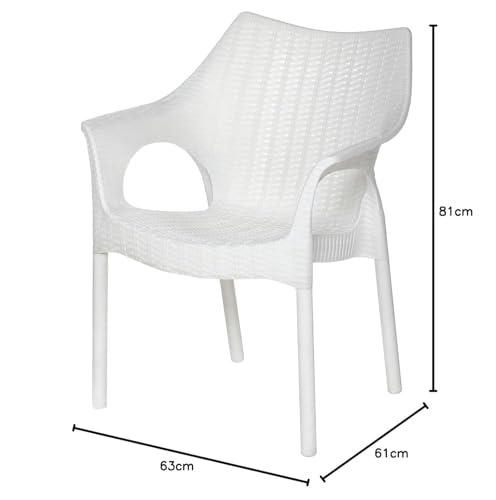 Image of Supreme Cambridge Heavy Plastic Chair | Oversized Arm Chair for Indoor and Outdoor Use (Color: White; Qnt: 2 Pc.)