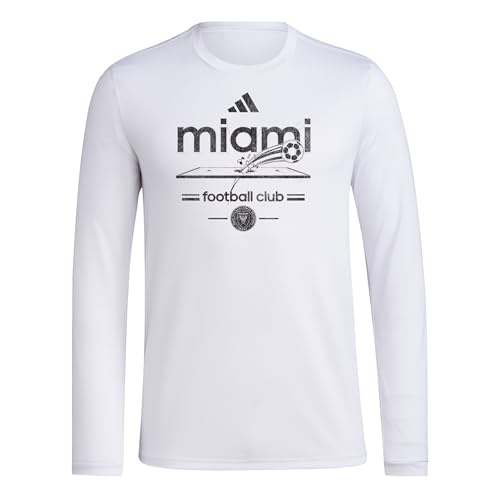 Adidas Mens Inter Miami CF Pre-Game Long Sleeve Soccer T-Shirt,White/Club Inter De Futbol Miami,XX-Large