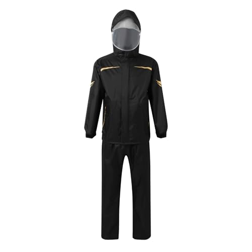 Duohropke Traje de lluvia para mujer y hombre con capucha, traje impermeable, chaqueta reflectante y pantalones de lluvia, ropa de lluvia para bicicleta al aire libre, conjunto de lluvia a prueba de