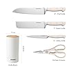 GOODA-Knife-Set-with-Block4-Pieces-High-Carbon-Stainless-Steel-Kitchen-Knife-set-Dishwasher-Safe-with-Sharp-Blade-Forged-Triple-Rivet-Ergonomic-HandleWhite GOODA Knife Set with Block,4 Pieces High Carbon Stainless Steel Kitchen Knife set Dishwasher Safe with Sharp Blade Forged Triple Rivet Ergonomic Handle,White