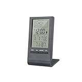 Termometro igrometro wireless indicatore stazione meteorologica elettronico temperatura umidità monitor orologio interno esterno(Black)