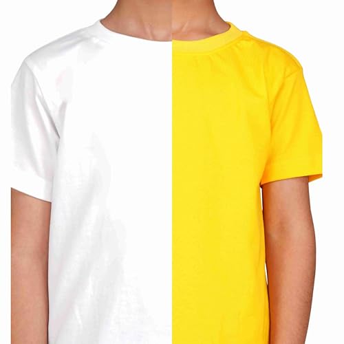 Image of Kids Round Neck T-Shirt Half Sleeves 100% Cotton Rich Soft Comfortable Fit Stylish Plain Color White+1 Combo Original Brand Tshirt for Boys
