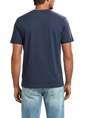 MUSTANG Tshirt Herren Regular Fit Rundhals Kurzarm Sommer Tee Shirt Logoprint Baumwolle, Größe:L, Farbe:Mood Indigo (1001139-5228) – Ansicht 2
