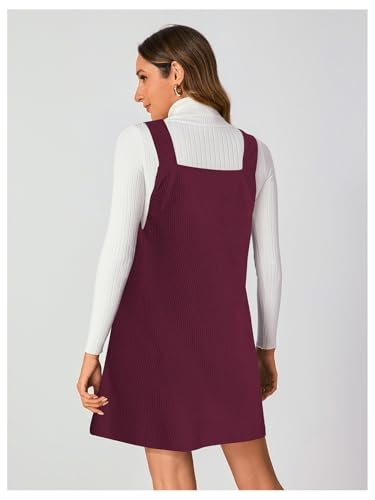 Image of Milumia Women V Neck Corduroy Overall Dress 2026 Spring Mini Pinafore Jumper Dress