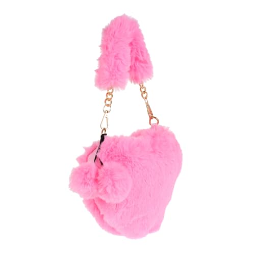 BESPORTBLE 1Pc Fluffy Plush Handbag Heart Shaped Bag for Women Cute Winter Casual Furry Purse Lightweight Portable for Daily Use present